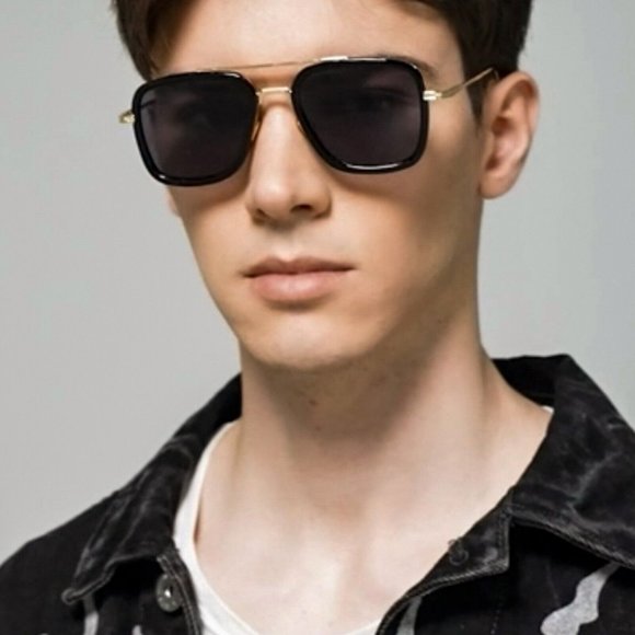 Luxury Square Aviator Fashion Gold Frame Retro Black Sunglasses For Men Women - Picture 3 of 8